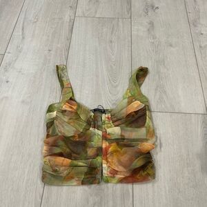 Zara printed tulle corset top size S NWT